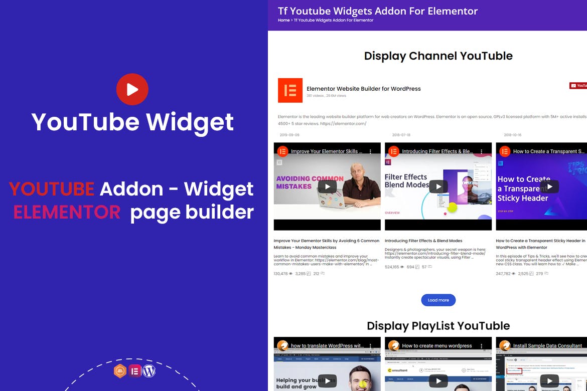 Tf Youtube Widgets Addon – Elementor 视频小部件插件