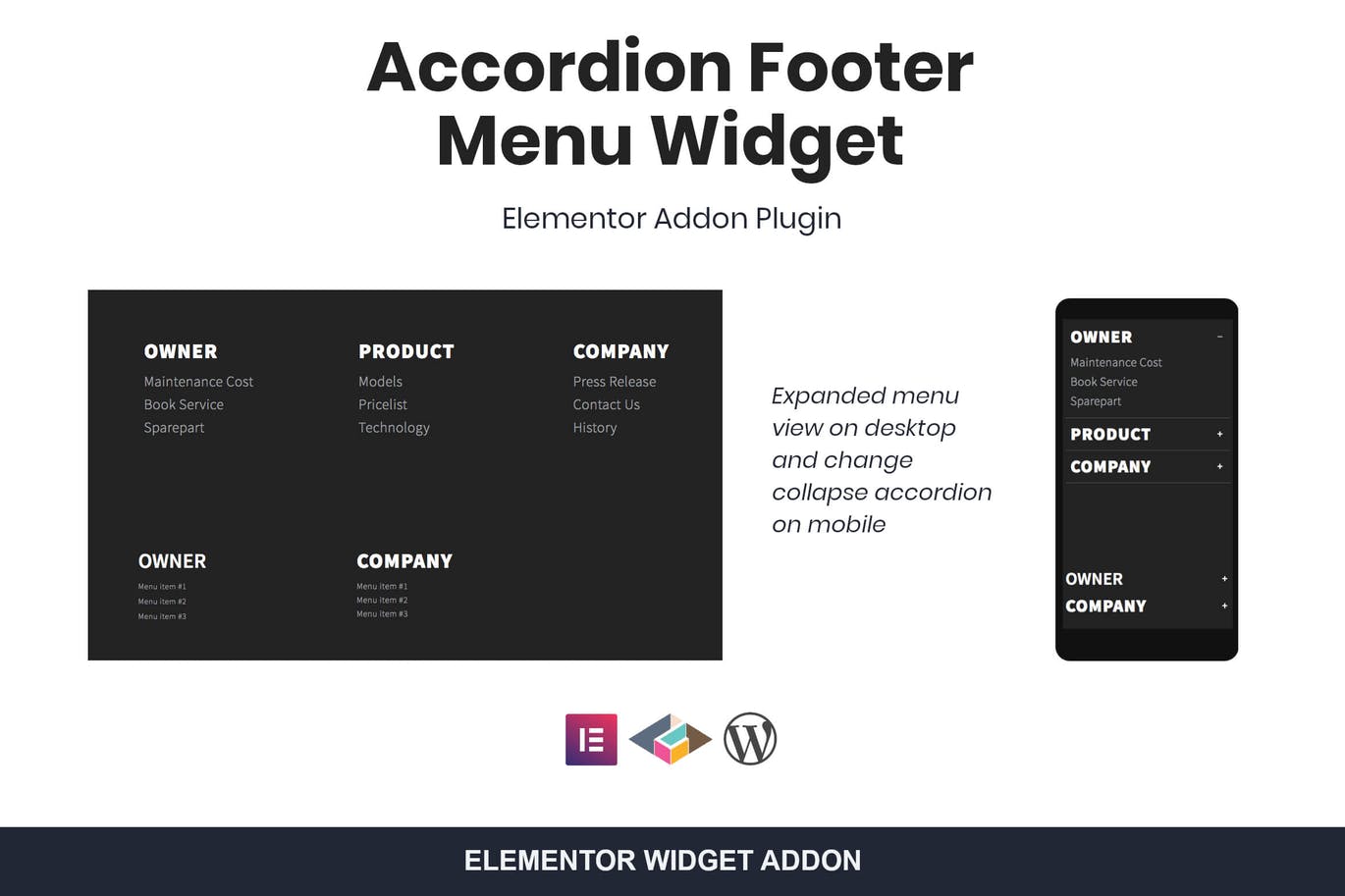 Accordion Footer Menu Widget – Elementor手风琴页脚菜单小部件